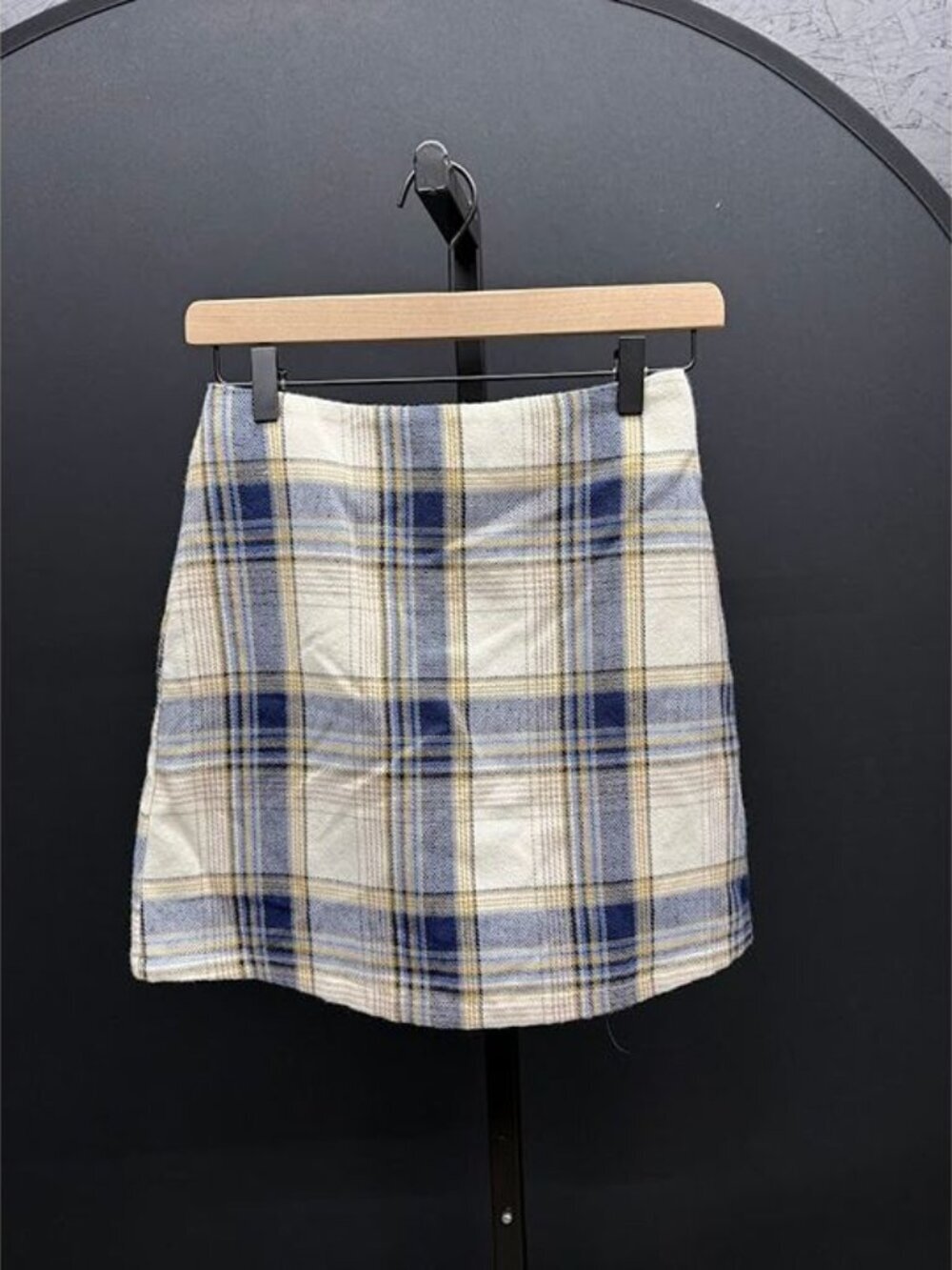 Blue Rain Plaid A-Line Skirt